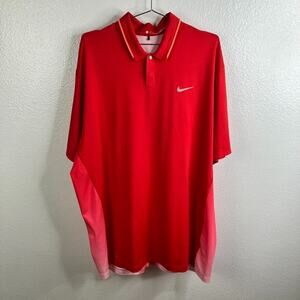 Nike TW Glow Tiger Woods Collection Polo Shirt Size XL Red Dri Fit Golf 639822